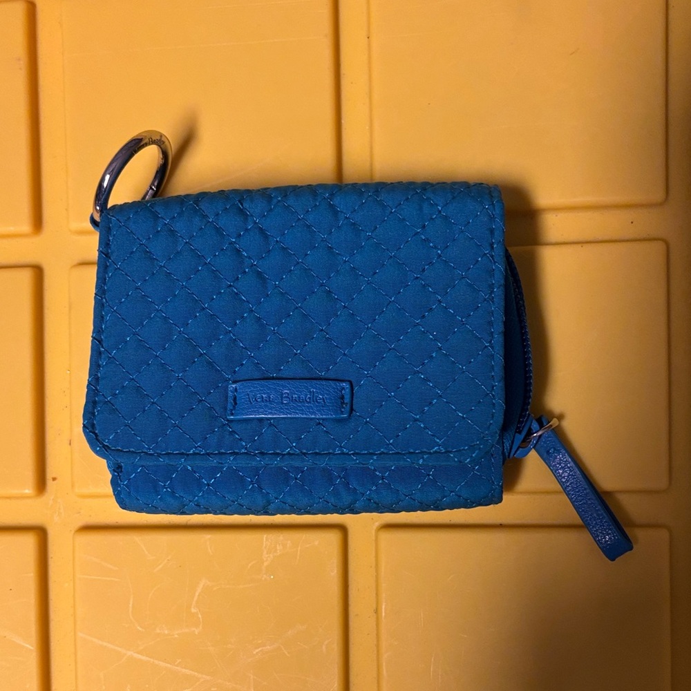 Vera Bradley Teal Quilted Key Pouch with Ring
